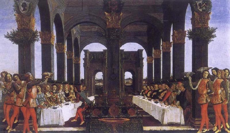 Sandro Botticelli The novel of the Anastasius degli Onesti the wedding banquet oil painting image